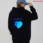 QBF Hoodies King Queen Printed Sweatshirt Lovers