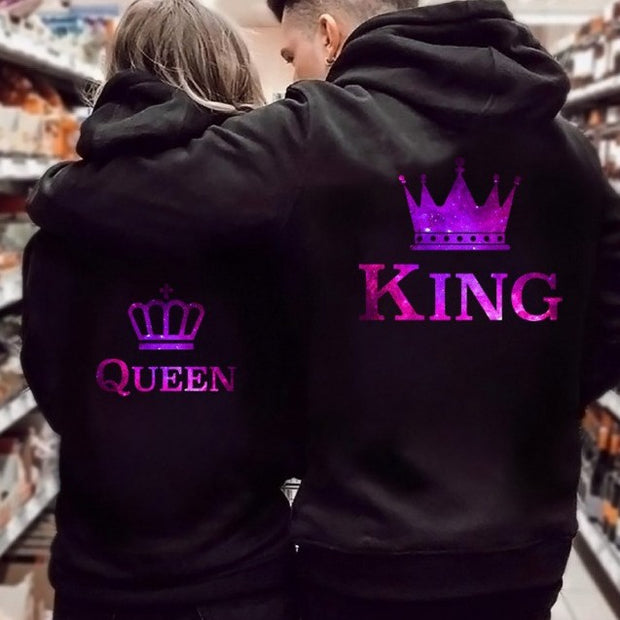 QBF Hoodies King Queen Printed Sweatshirt Lovers